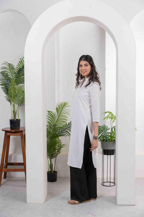 White Everyday Long Cotton Kurta