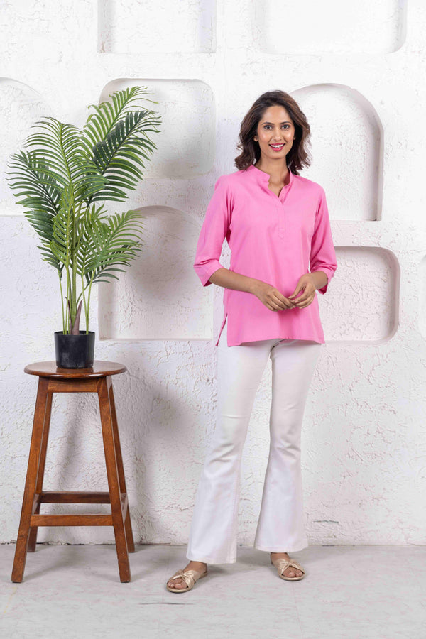 Pink Everyday Casual Cotton Top