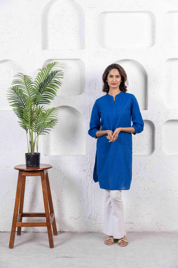 Royal Blue Regular long cotton tunic