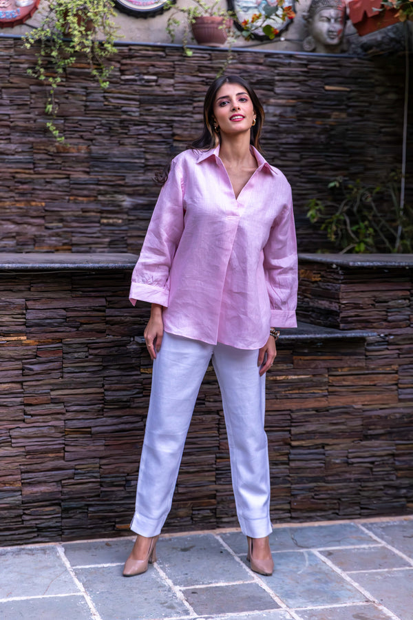 Linen Top - Pink