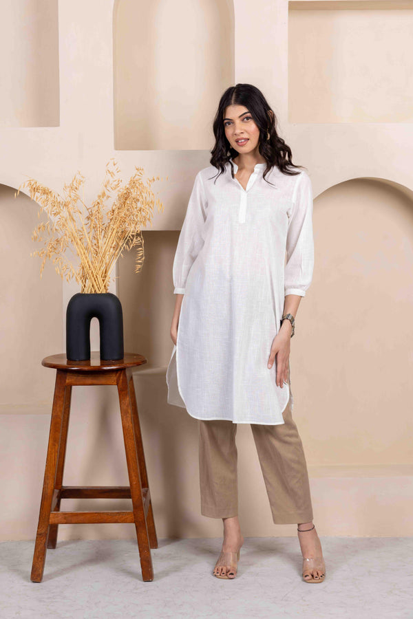 White Regular Long Cotton Tunic