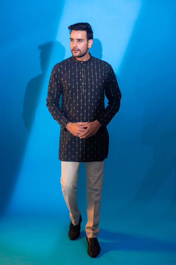 Cotton Lurex Dobby Men'S Kurta