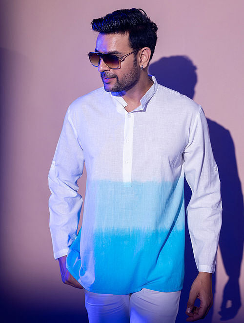 Cotton Ombre Kurta - Turquoise