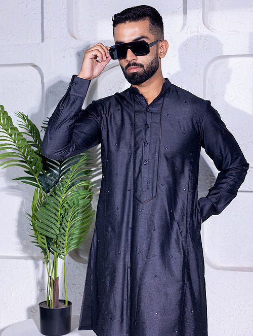 Moonga Silk Hand Embroidered Kurta