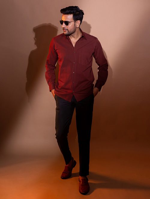 Semi-Formal Fine Twill Shirt - Wine