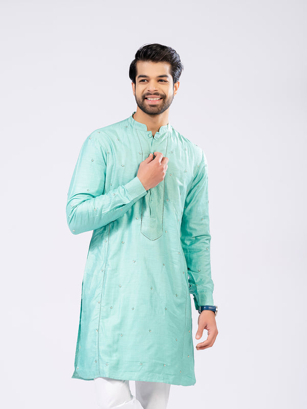 Moonga Silk Hand Embroidered Kurta