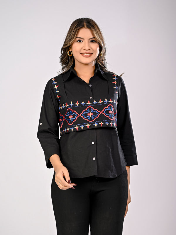 Black Embroidered Waistcoat