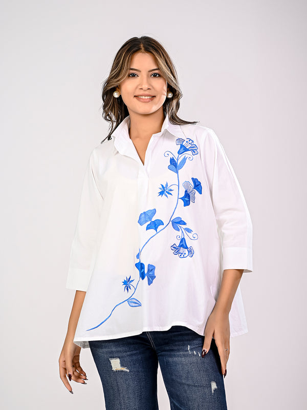 Front Embroidery Shirt With Collar