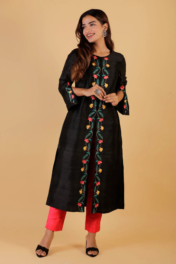 Pure Silk Dupion Embroidered Co-Ord Set