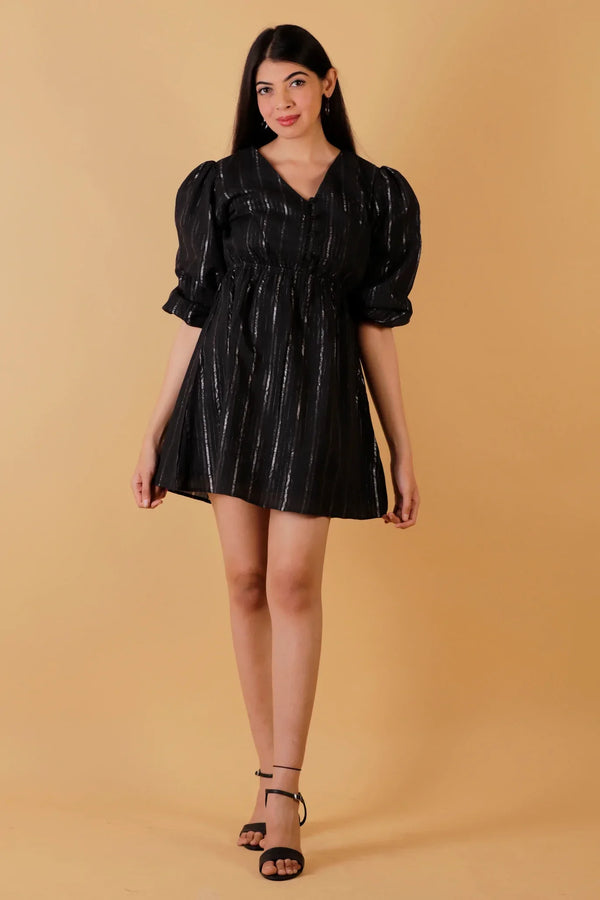 Pure Cotton Short Dress - Black