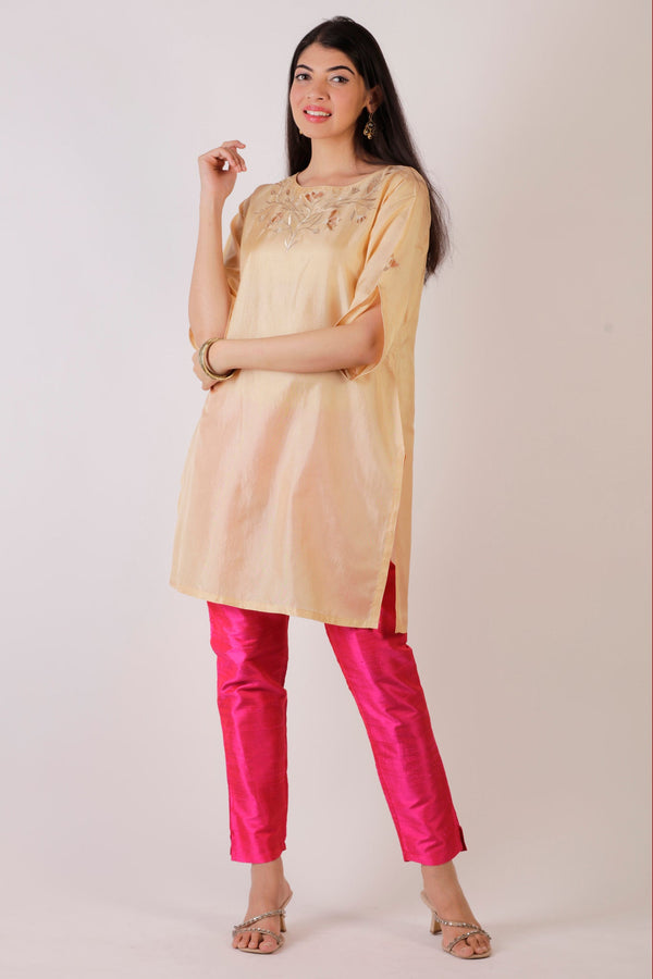 Pure Silk Hand Embroidered Cutwork Kurta