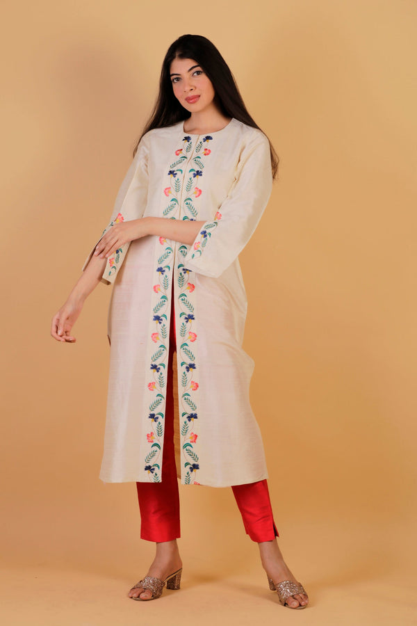 Pure Silk Dupion Embroidered Co-Ord Set