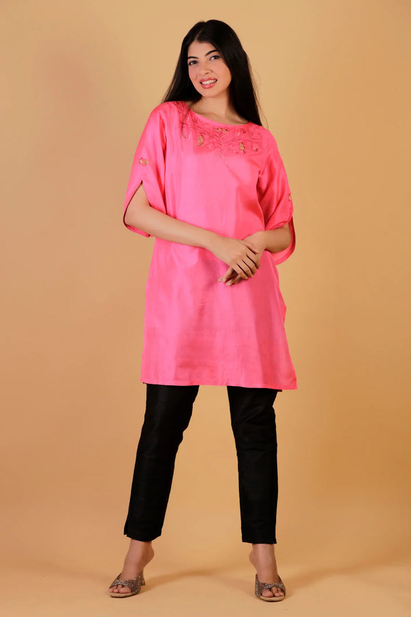 Pure Silk Embroidered Cutwork Tunic