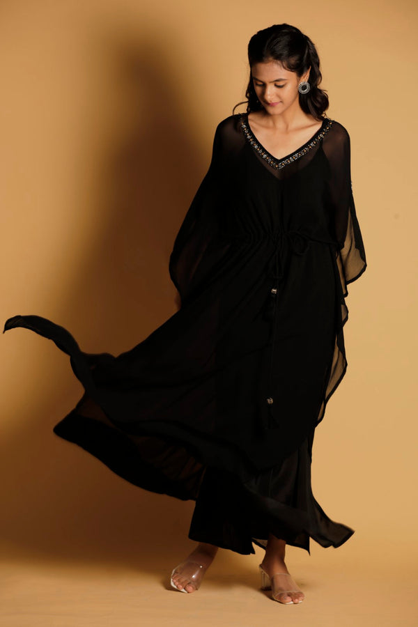 Long Georgette Hand Embroidered Kaftan