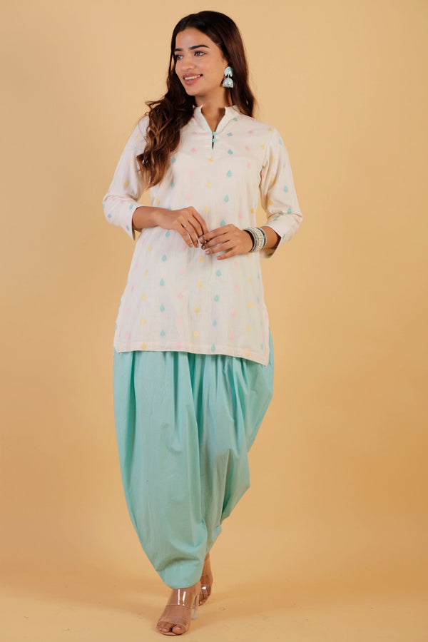 Multi Jacquard Kurta With Haram Pants