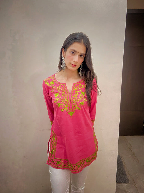 Pavitra Mattoo In Mahek Cotton Embroidered Dark Pink Kurta