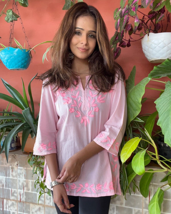 Fenil Umrigar In Popsicle Embroidered Kurta-Light Pink