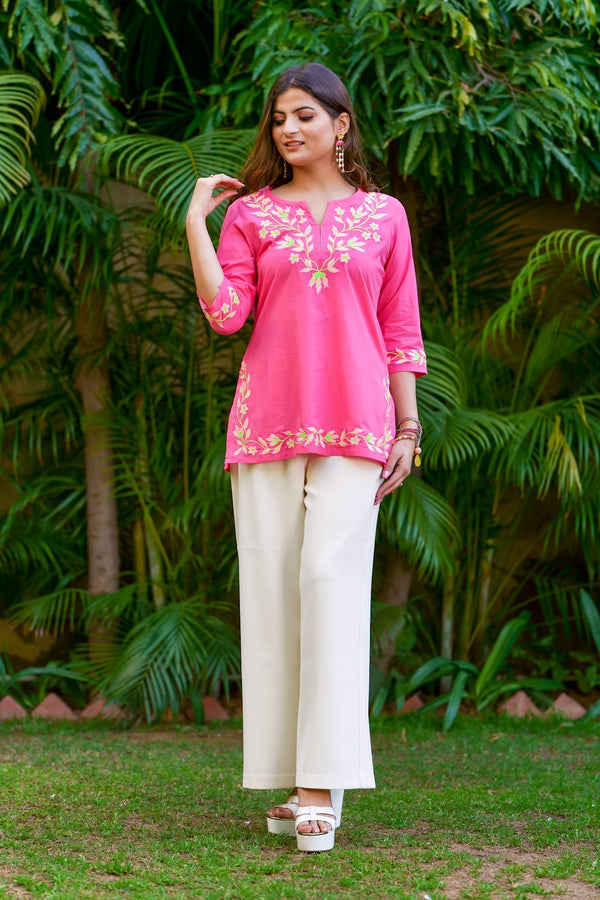 Popsicle Embroidered Kurta - Pink