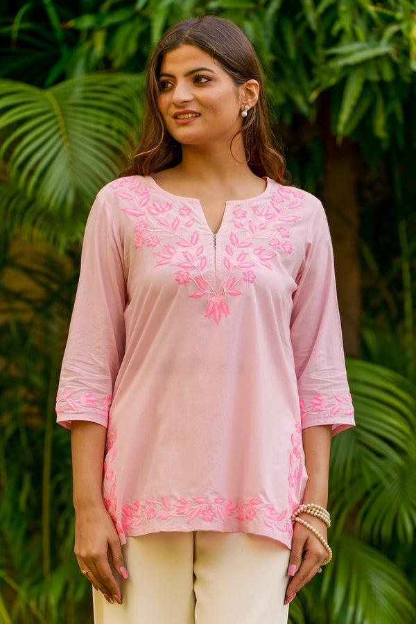 Popsicle Embroidered Kurta - Baby Pink