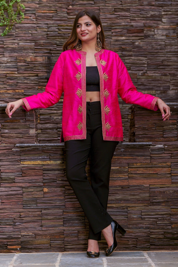 Pure Silk Dupion Hand Embroidered Jacket