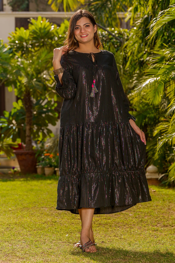 Pure Cotton Long Dress - Black