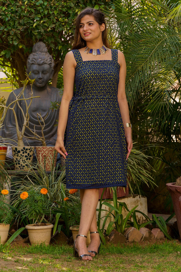 Classic Schiffley Dress - Navy with lime green lining