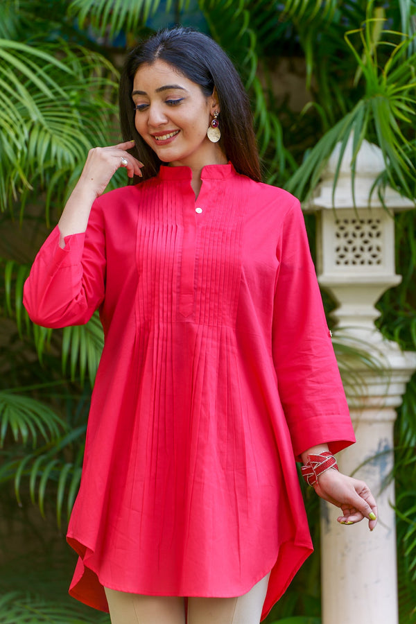 Timeless Pintuck Kurta - Red