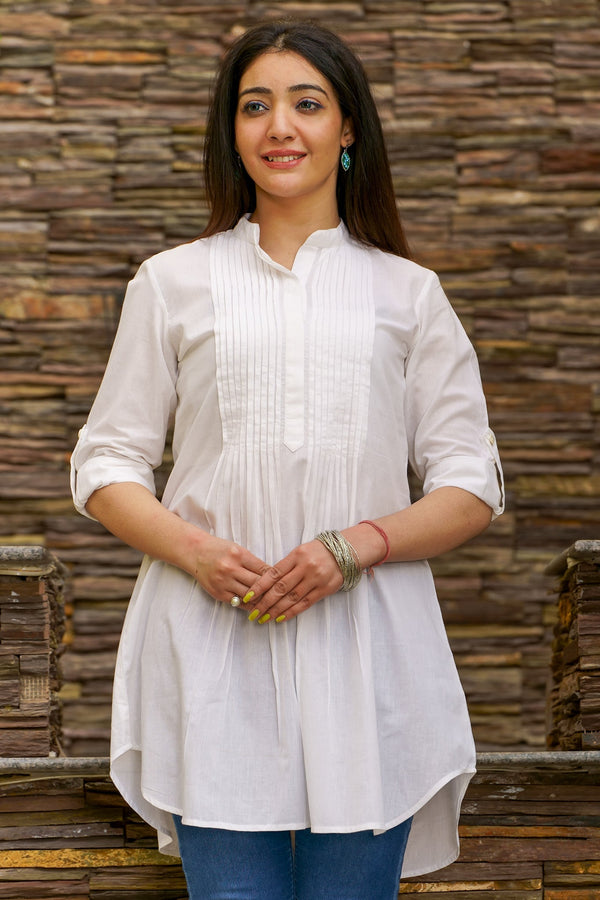 Timeless Pintuck Kurta - White